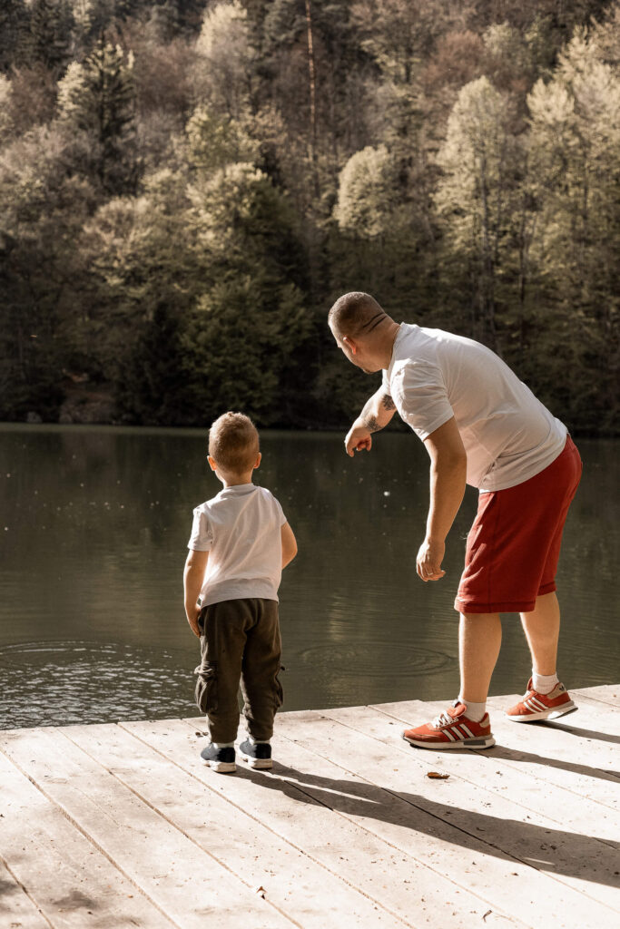 Steine, See, Stimmersee, Vater Sohn, Ausflug